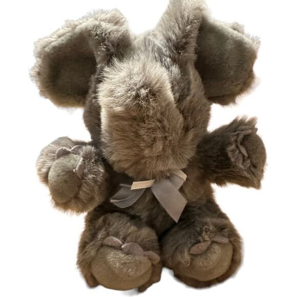 Brooklyn Doll Toy & Novelty Inc. Plush Bunny Rabbit 12" Faux Fur Gray With Ribbo